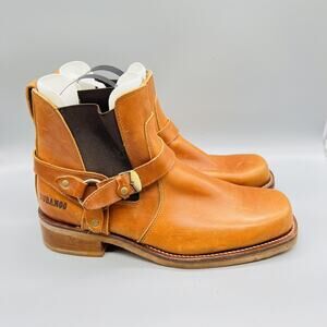 Durango Boots Mens 13 Brown Leather Biker Harness Ankle Square Toe Pull On Shoes